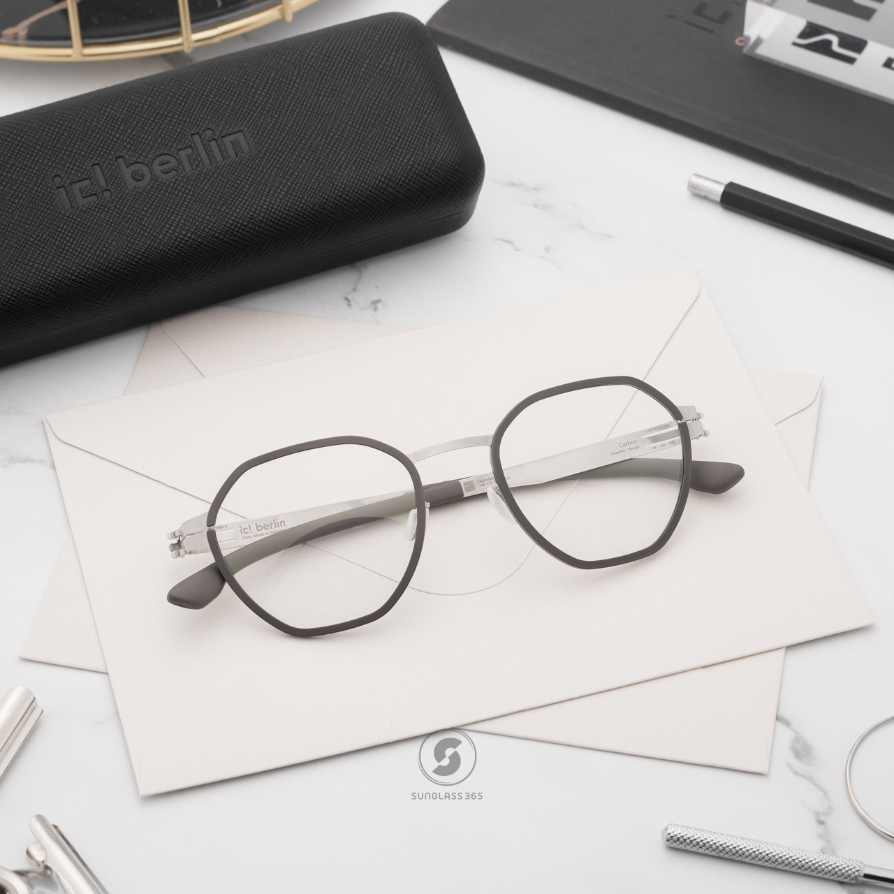 กรอบแว่น IC BERLIN Carbon Rough - Gunmetal