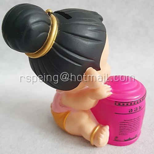 กระปุกออมสิน ธนาคารออมสิน เด็กหญิงไทยมัดจุก