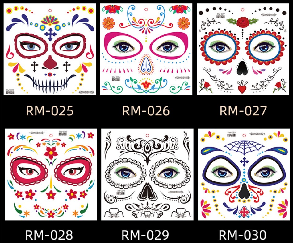 Tattoo Halloween สติ๊กเกอร์แต่งหน้าลายฮาโลวีน #G