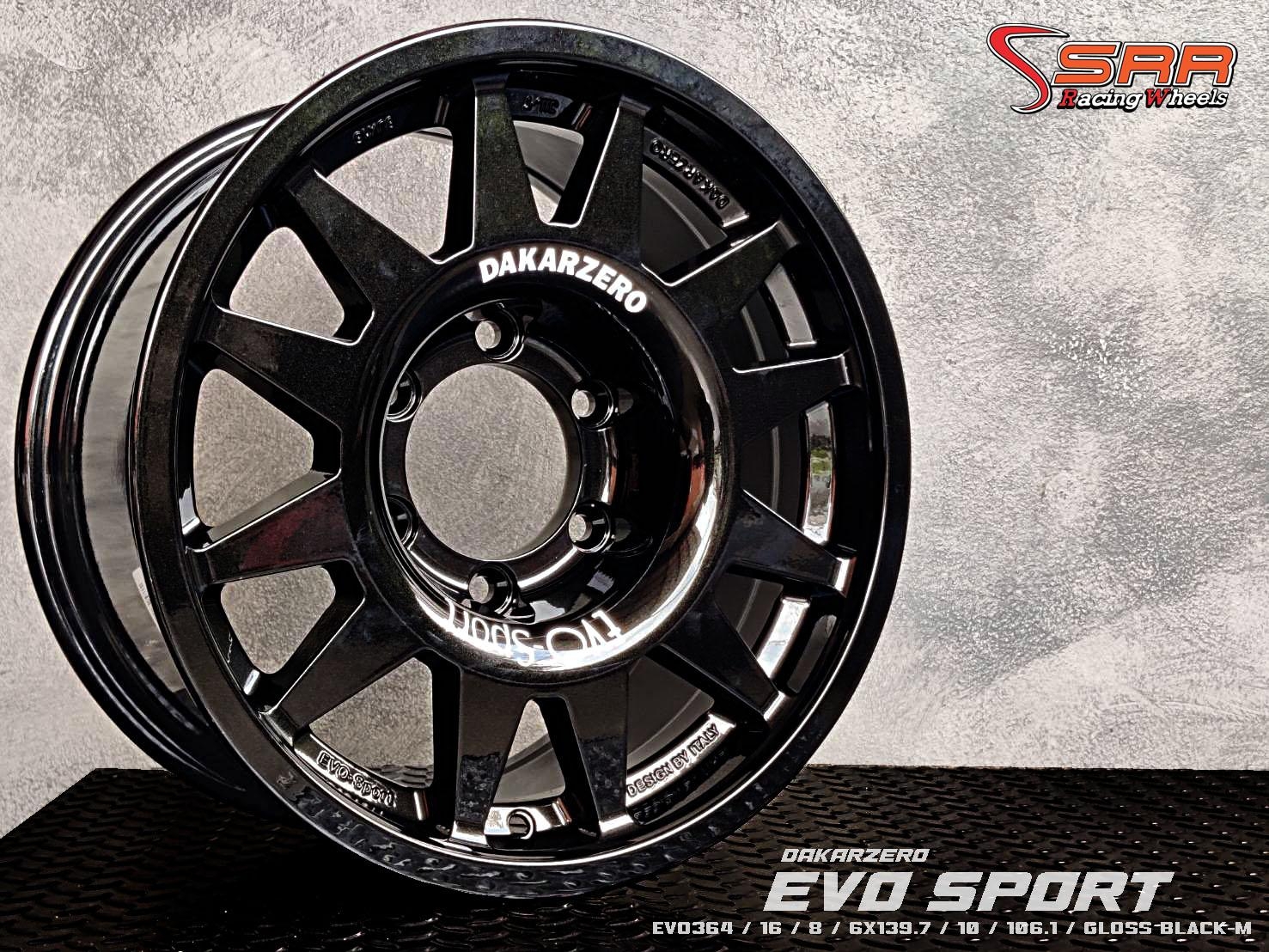 EVO SPORT : EVO364 16X8 6X139.7 10 GLOSS BLACK-M (ดำเงา)