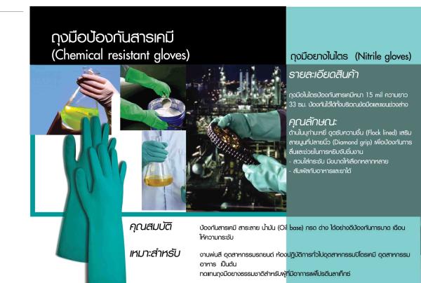 Tonga ถุงมือยางไนไตร (Nitrile gloves) ถุงมือป้องกันสารเคมี หนา 15 mil ความยาว 33 cm.