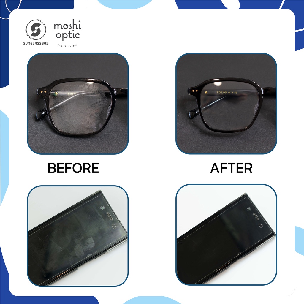 ผ้าเช็ดแว่นตาอย่างดี MOSHI OPTIC แท้ ผ้า MICRO FIBER NANO เนื้อละเอียด นุ่ม เช็ดแว่น เลนส์กล้อง คอมพิวเตอร์ มือถือ