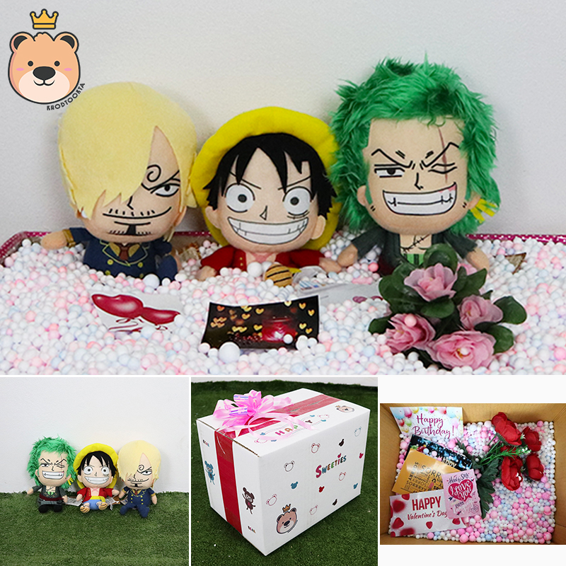 กล่อง เซอร์ไพรส์ เม็ดโฟม ลูฟี่,โซโล,ซันจิ Size 8นิ้ว ฝาชน ลิขสิทธิ์แท้100%