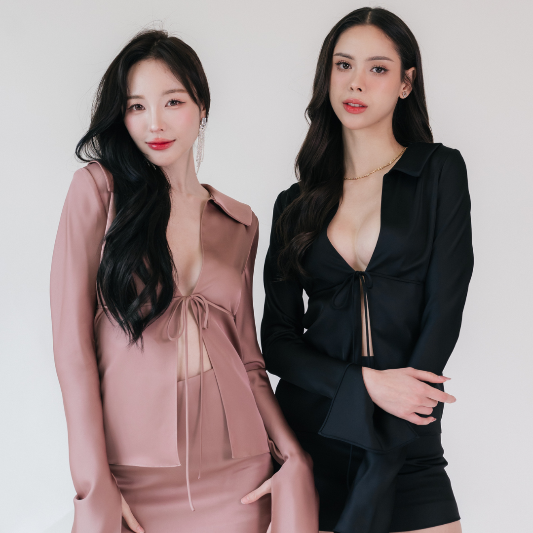 Lism S-068 The Silk Tie Front Shirt เสื้อเชิ้ตผูกหน้าสุดเก๋