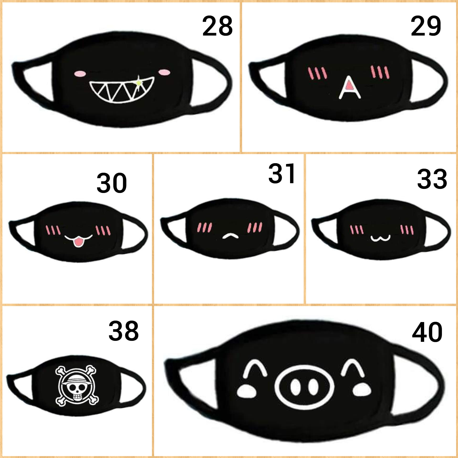ผ้าปิดจมูกแฟชั่น ลายอีโมชั่นน่ารัก สีดำ Emotion Black