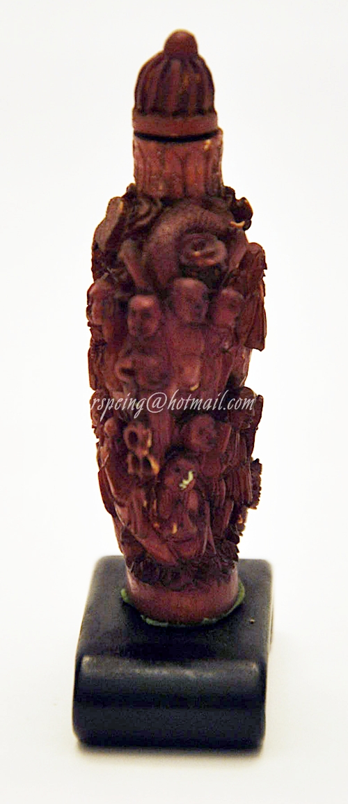 ขวดยานัตถุ์ ไม้แกะสลัก พร้อมฐาน