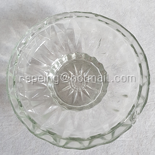ชามแก้วใสและฝาปิดวินเทจ ลายเพชร อย่างหนา ชุดที่ 2