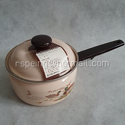 ชุดหม้ออีนาเมล 2 ใบ ลายนกเป็ดน้ำ Karugamo Land สีชมพูพาสเทล