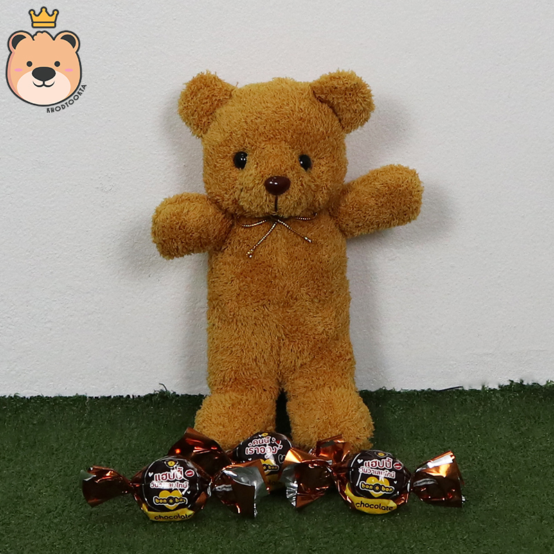 ของขวัญ เซ็ตเซอรไพรส์แฟน ของขวัญปัจฉิม/วันเกิด ตุ๊กตาหมียืน 10 นิ้ว มีสีให้เลือก / ช็อกโกแลต/ อัดเม็ดโฟมคละสี / ของขวัญเปิดฝา ขนาด15x16x17cm