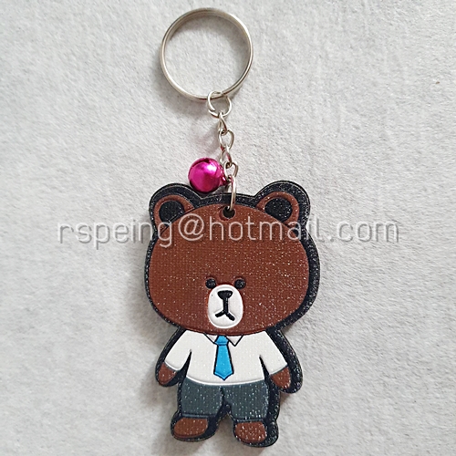 พวงกุญแจโฟม เคลือบพลาสติกเกล็ดระยิบ Brown