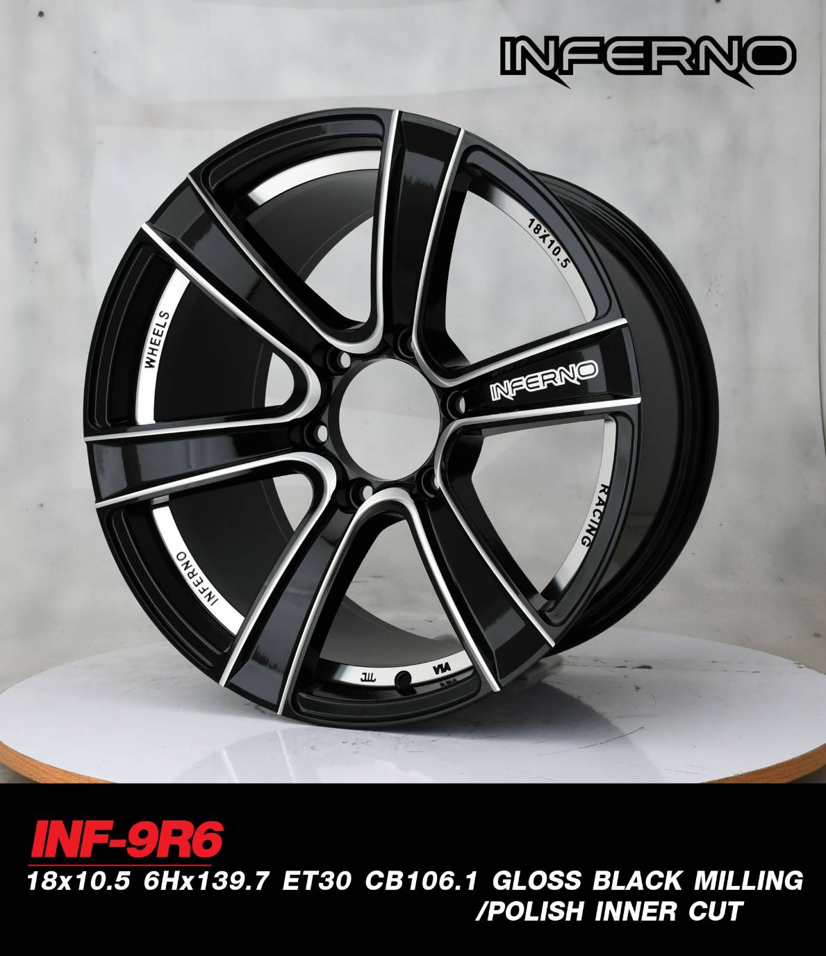 สินค้าใหม่ ล้อแท้ INFERNO ขอบ18 พร้อมยาง FALKEN ZE912 ชุดละ 22500 ปกติ 38000 ทุกลาย