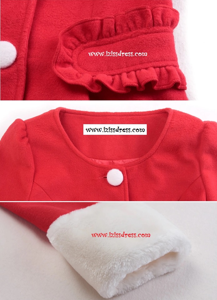 ***พรีออเดอร์***เสื้อโค้ท เสื้อกันหนาวสีแดง คอกลมผ่าหน้าติดกระดุมสีขาว รอบข้อมือตกแต่งเฟอร์สีขาวขนนุ่ม ด้านข้างลำตัวติดแถบระบายทั้ง 2 ข้าง สวยเหมือนแบบแบรนด์แท้ 100%