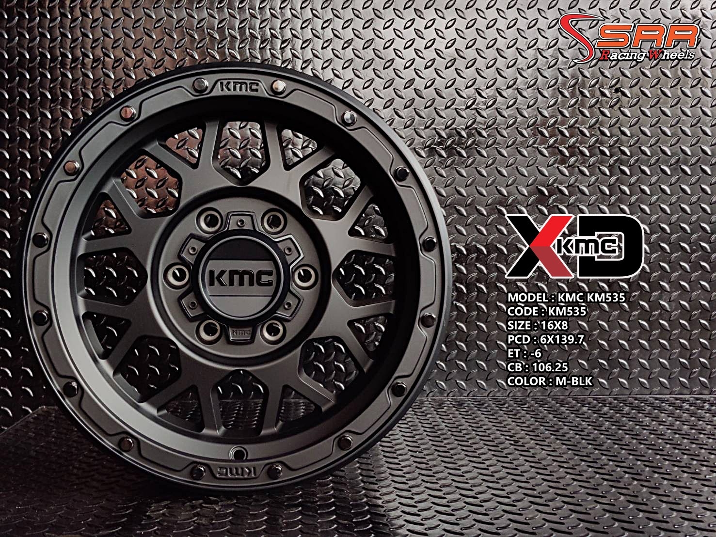KMC KM535 16X8 6X139.7 ET -6 M-BLK (ดำด้าน)