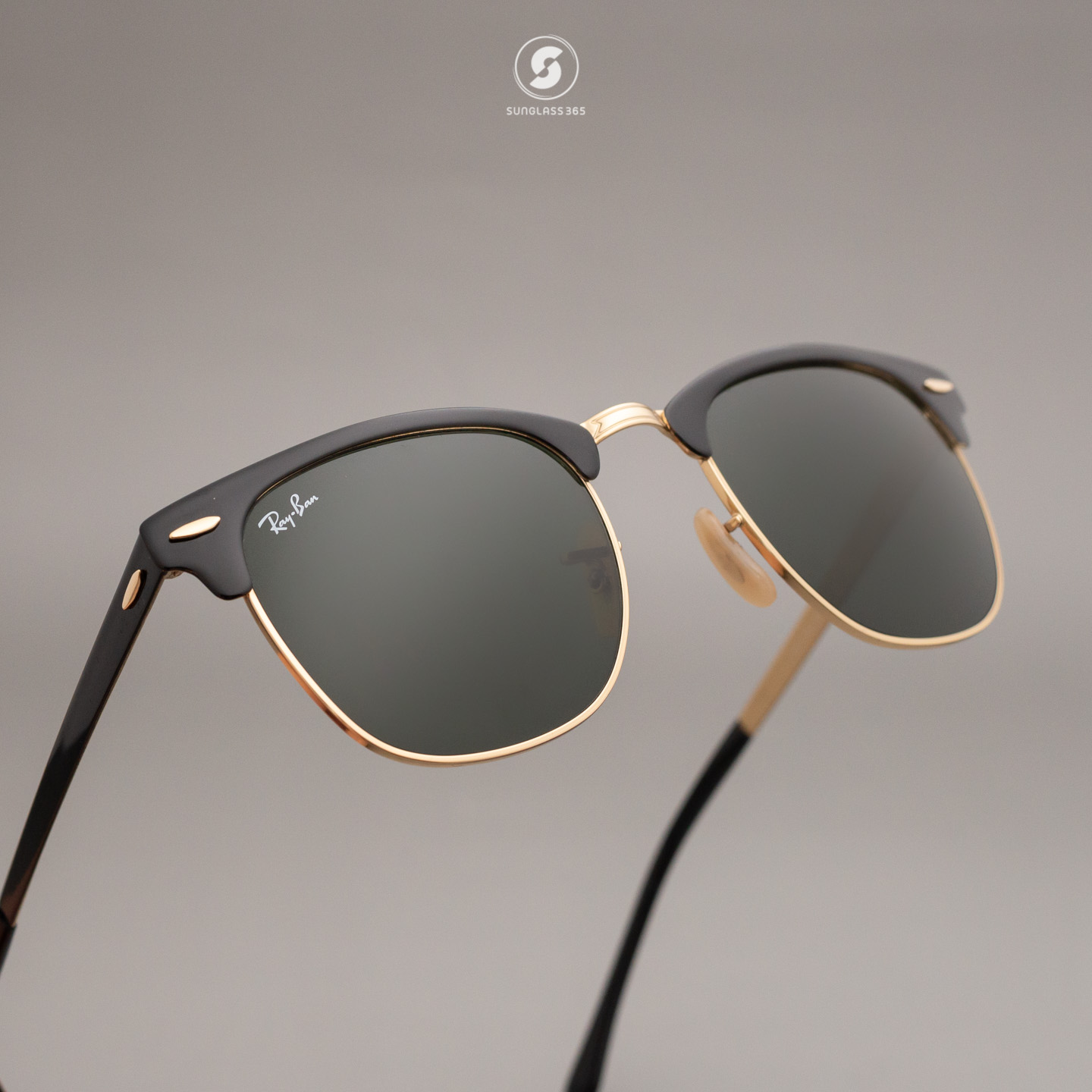 Ray-Ban RB3716 187 Clubmaster Metal Gold Top Black