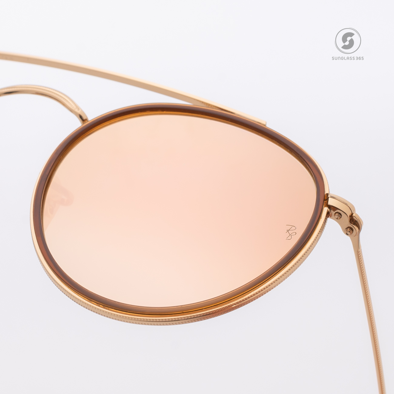 Ray-Ban RB3647N 001/7O Round Double Bridge Gradient Mirror Pink