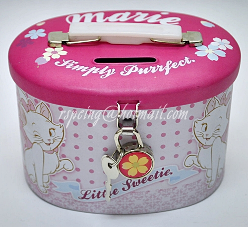 กระปุกออมสินมีกุญแจล็อก ลายแมว Marie