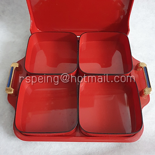 กล่องข้าวญี่ปุ่น โรบินสัน Robinson Bento Box สีแดงลายดอกไม้