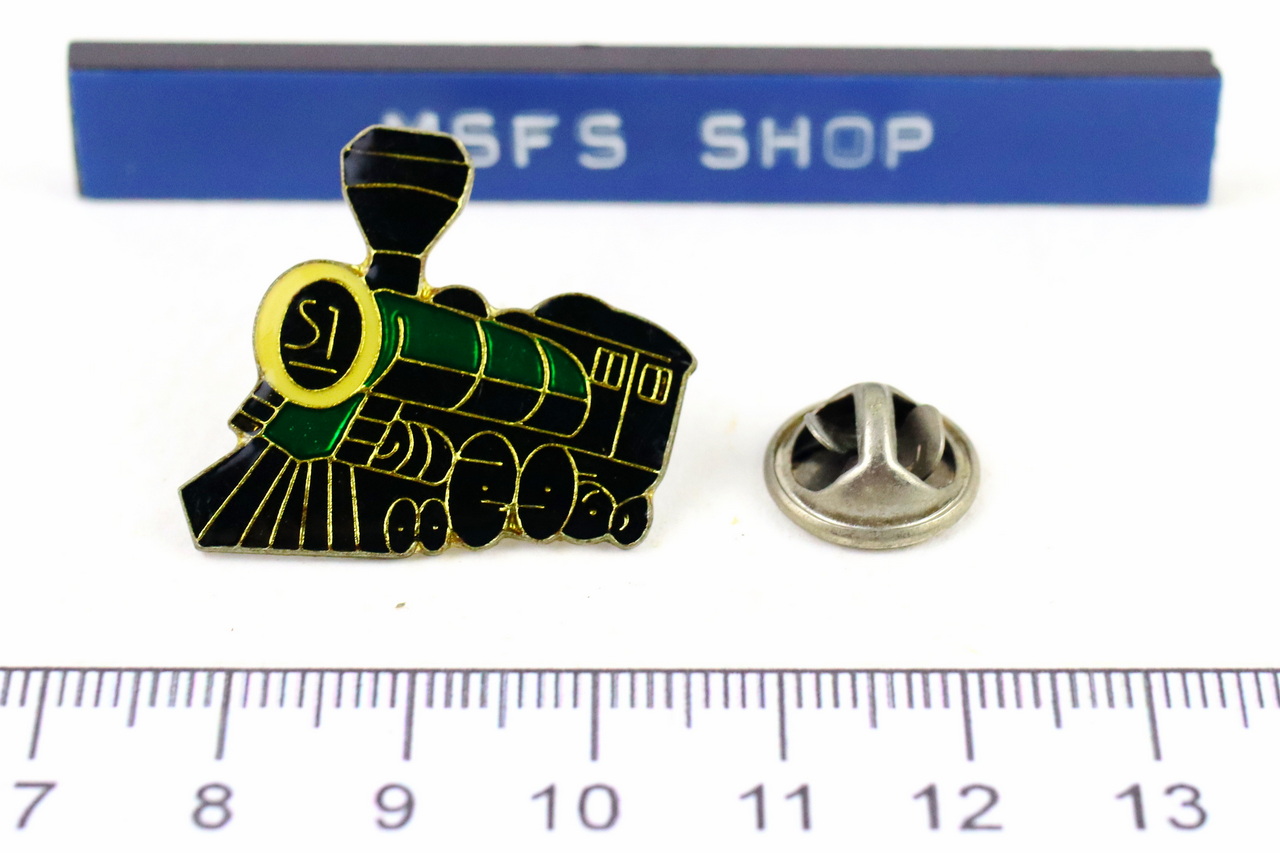 [มือสอง] เข็มกลัดโลหะ Vintage Enamel Pin ลาย รถไฟไอน้ำ สีดำ - โกดังญี่ปุ่น