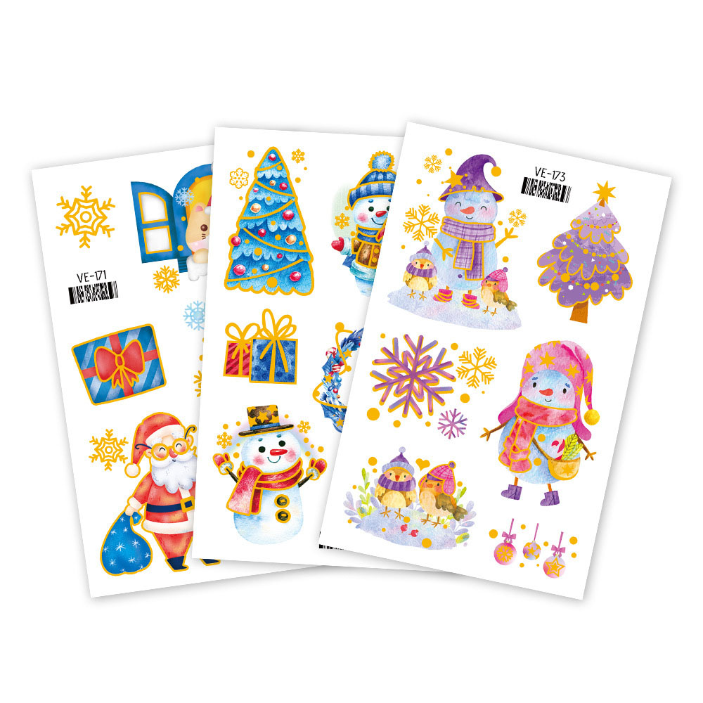 Tattoo Christmas แทททูคริสต์มาสประกายทอง สติ๊กทูคริสต์มาสขอบทอง
