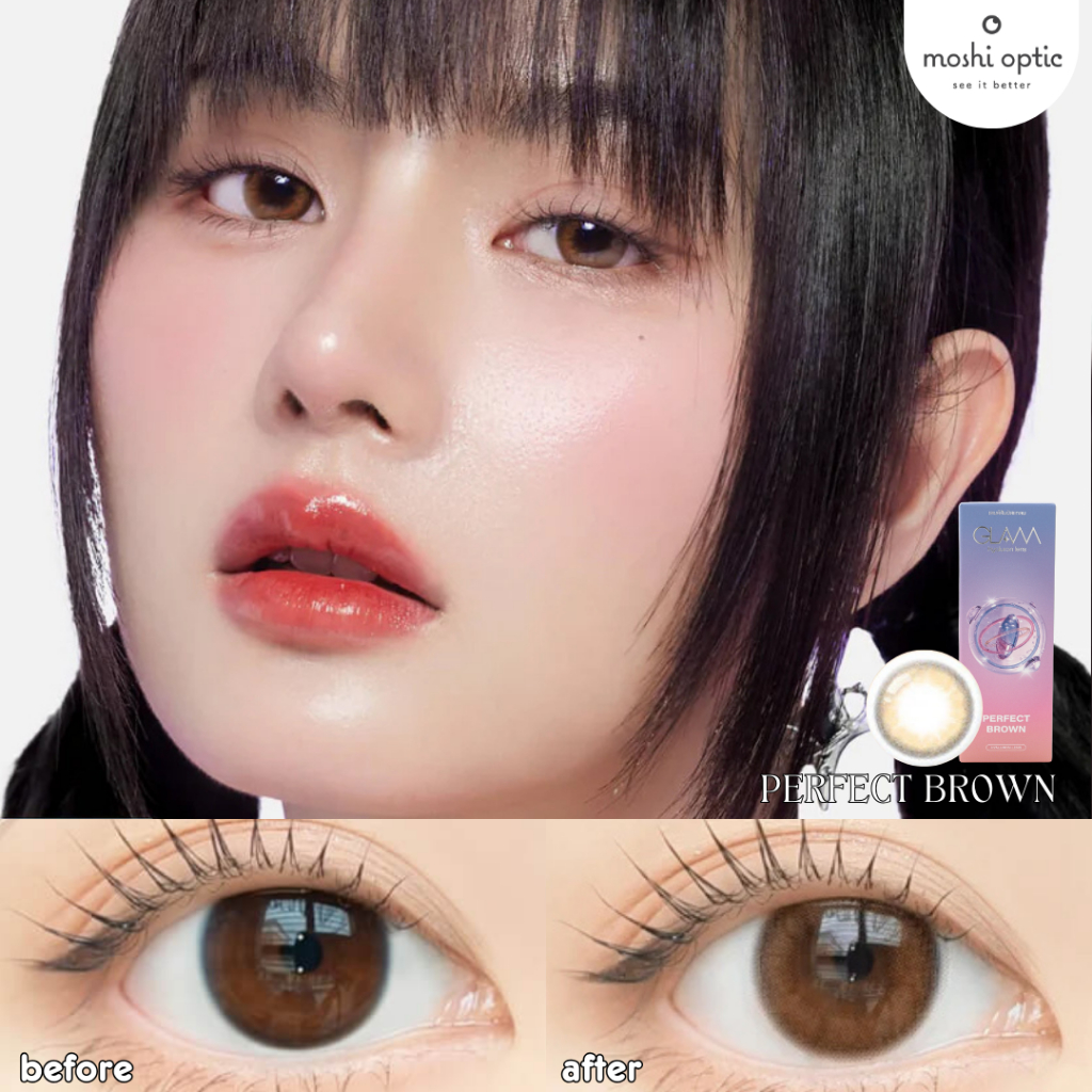 ของแท้/สุดฮิต GLAM รุ่น Perfect Brown เลนส์ Hyaluron Lens เลนส์ไฮยาลูรอน สำหรับคนตาแห้ง