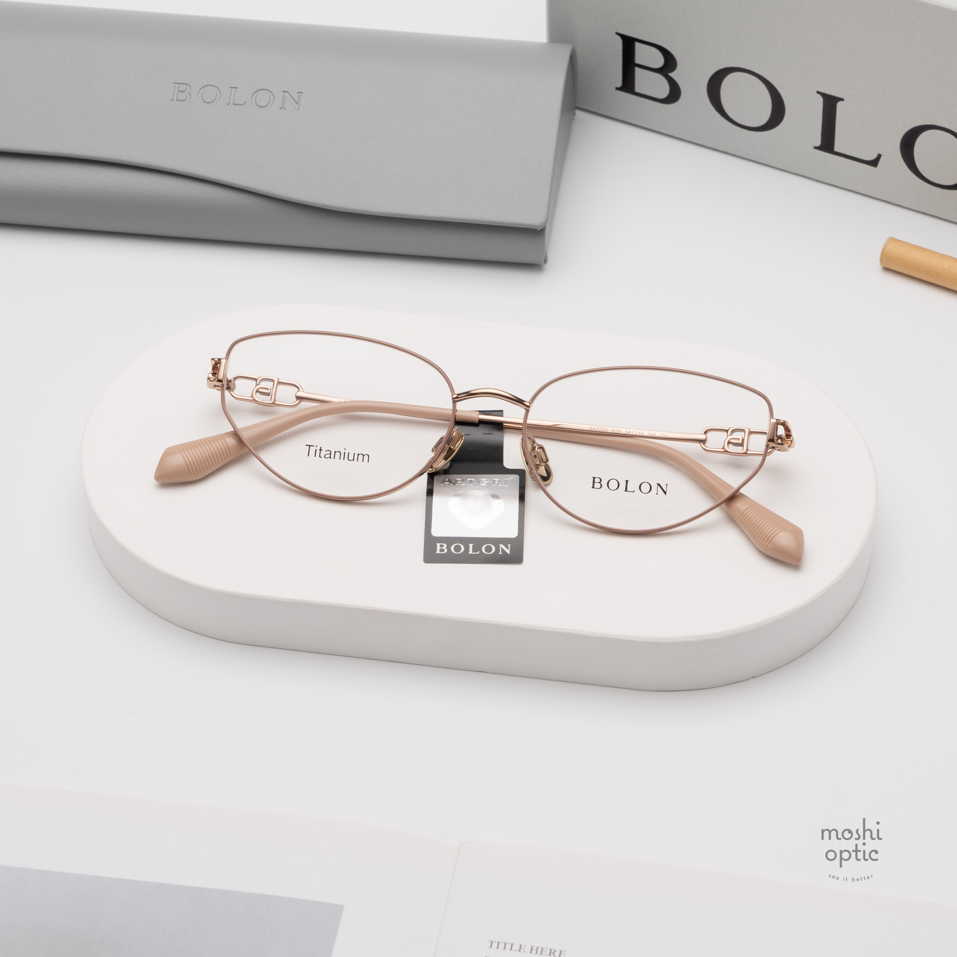 แว่นสายตา BOLON รุ่น STOCKHOLM BA7050 B39 Rose gold/ Rim matte nude