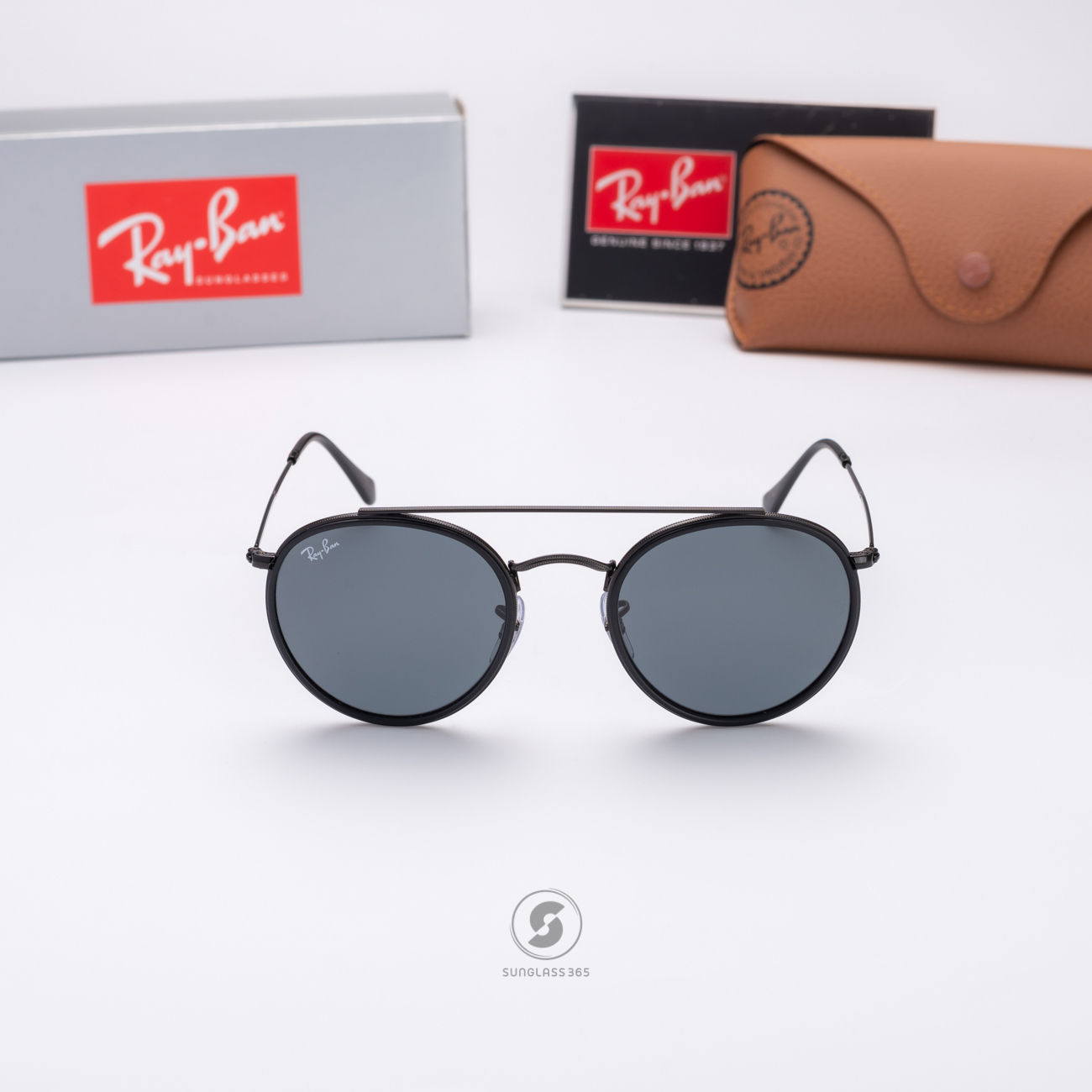 Ray Ban RB3647N 002/R5 Black Round Double Bridge