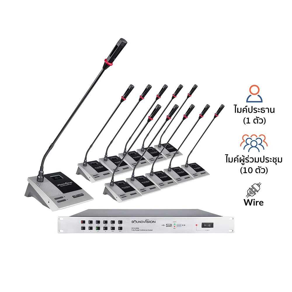 SOUNDVISION DCS-900-PRO SET | ชุดไมค์ประชุมระบบดิจิทัลแบบใช้สาย (11 ท่าน)