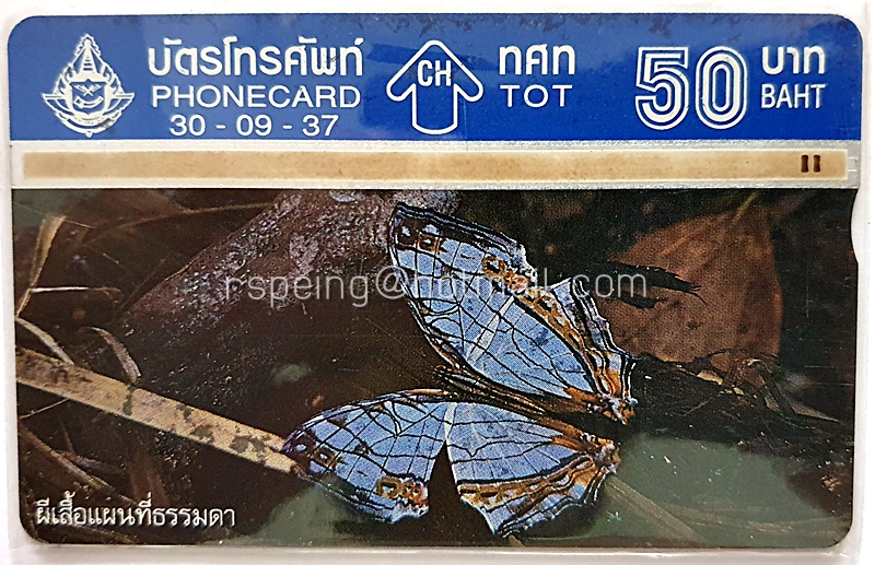 บัตรโทรศัพท์ ทศท. ผีเสื้อ ผีเสื้อแผนที่ธรรมดา 30-09-37
