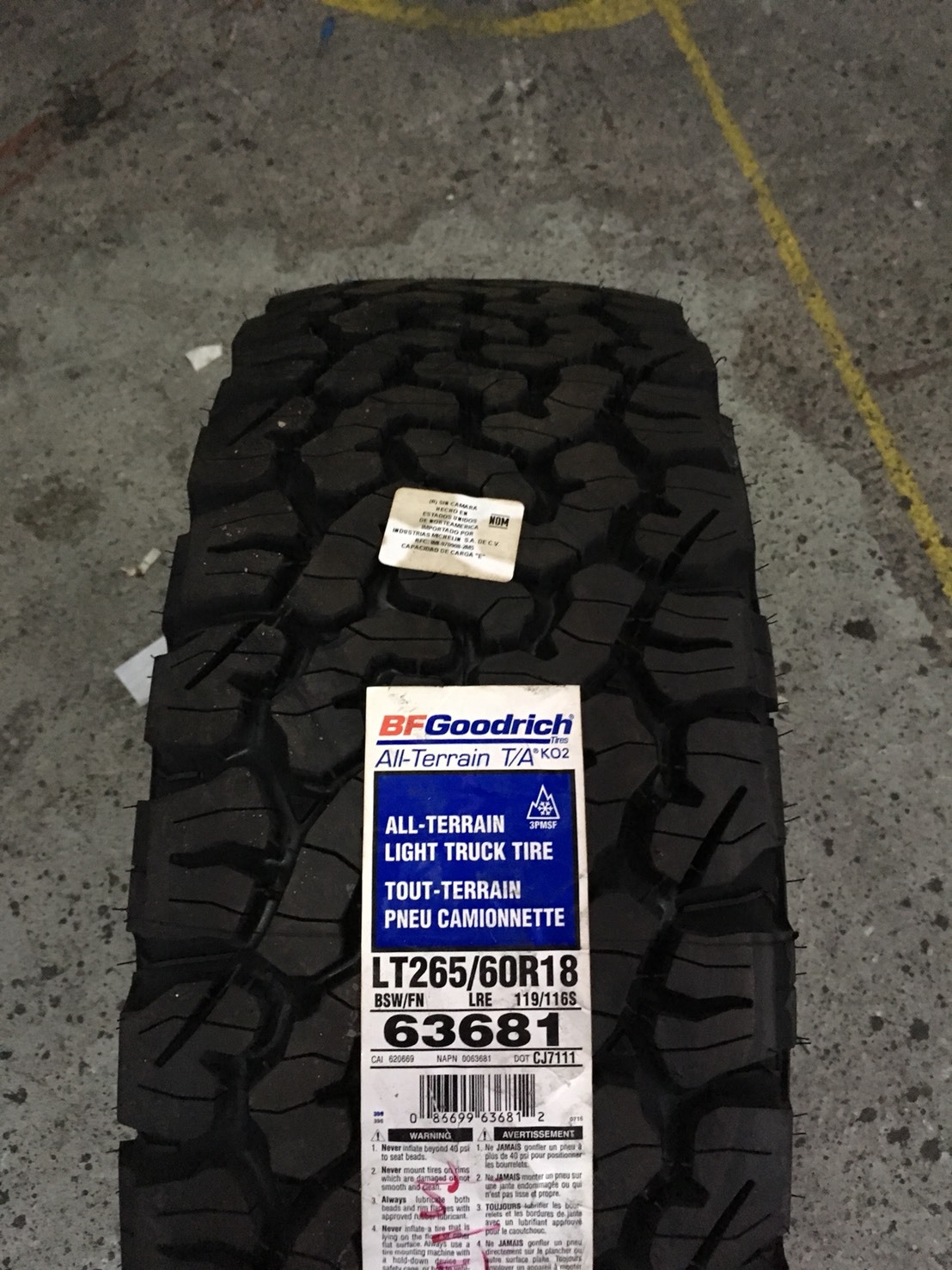 BFGOODRICH AT-KO2 265-60-18 ยางใหม่ราคาใหม่