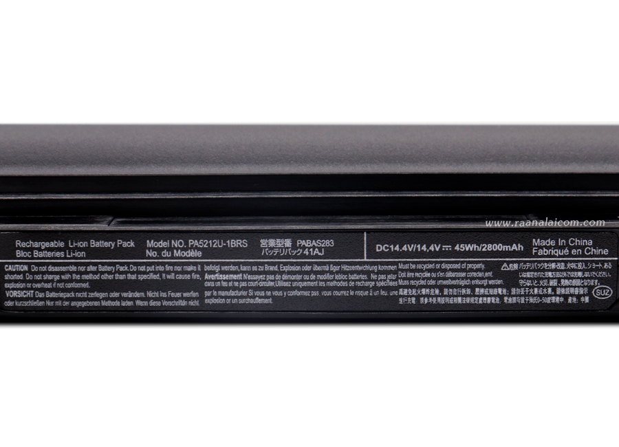 Battery Toshiba PA521U-1BRS 14.4V 45Wh Original ตรงรุ่น แบตเตอรี่ Toshiba Portege A30-C-14J, Satellite Pro A50-C-1GR, Tecra A40-C-1FX กำลังไฟ 45Wh ตรงรุ่น ตรงสเปค ลด ราคา พิเศษ
