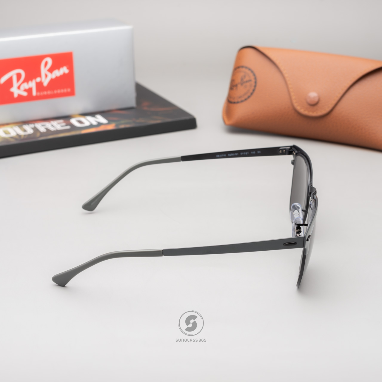 Ray-Ban RB3716 9256B1 Clubmaster Metal Grey on Black