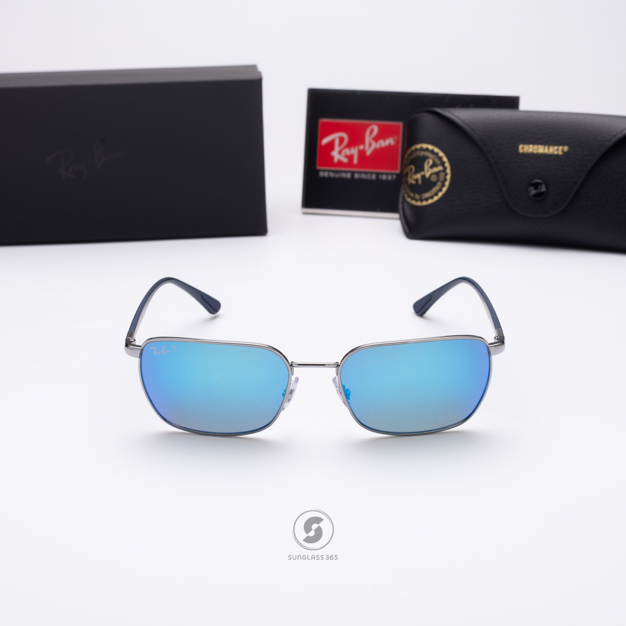 Ray Ban RB3684CH 004/4L Gunmetal Grey Blue Chromance Polarized