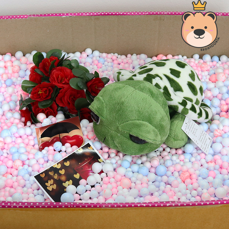 ของขวัญ เซอร์ไพรส์ เม็ดโฟม ตุ๊กตา เต่า 23cm ฝาชน ลิขสิทธิ์แท้100% ขนาด 25.5*17.5*19cm