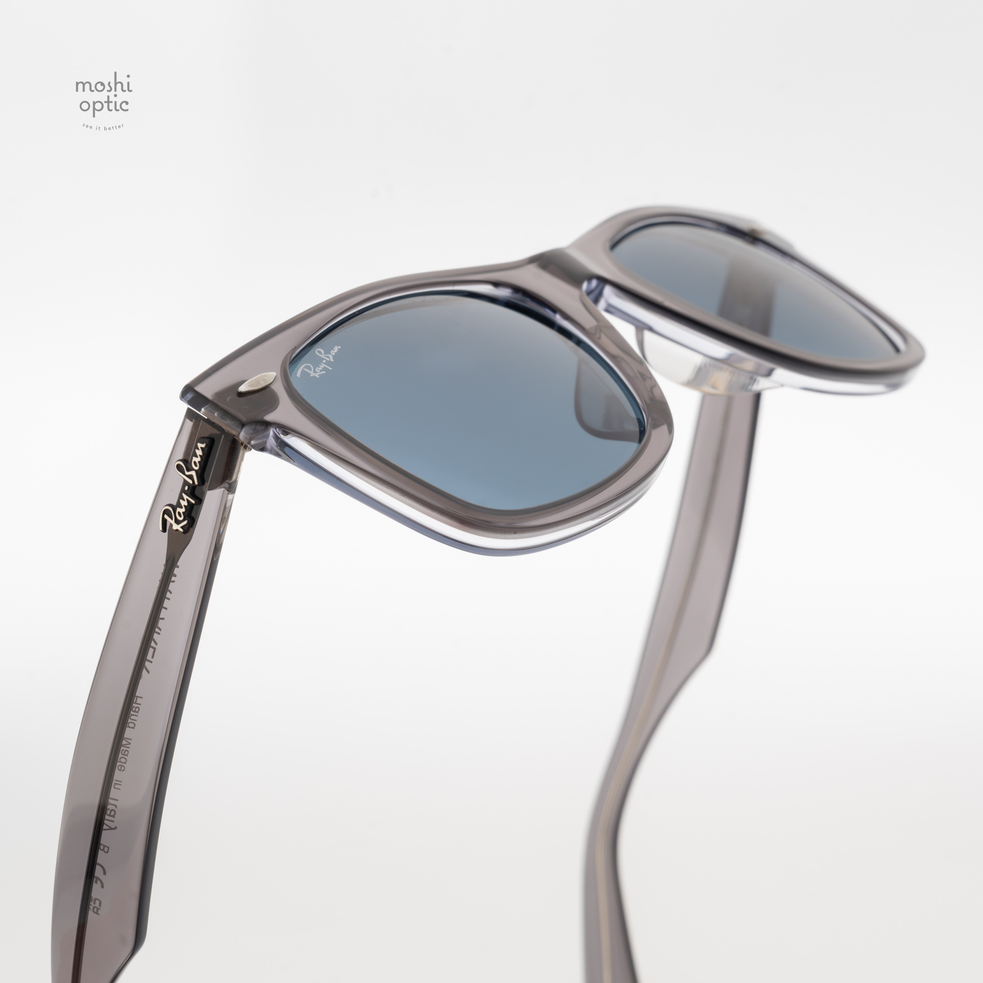 Ray-Ban RB2140F 1355R5 Wayfarer Blue Transparent Grey