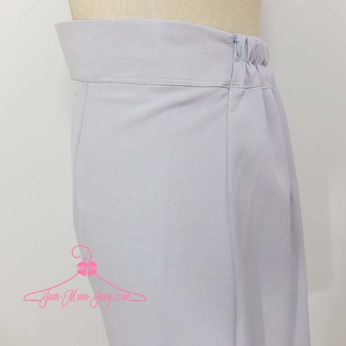 *เอว38นิ้วยืดถึง44นิ้ว*กระโปรงคนอ้วนทรงเอผ้าโพลีเอสเตอร๋สีเทาติดซิปซ่อนด้านข้าง สม๊อกใส่ยางยืดที่เอวด้านหลัง
