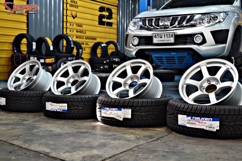 ล้อซิ่ง สายคลีน TE37SUV หยอดแดง สีซิลเวอร์