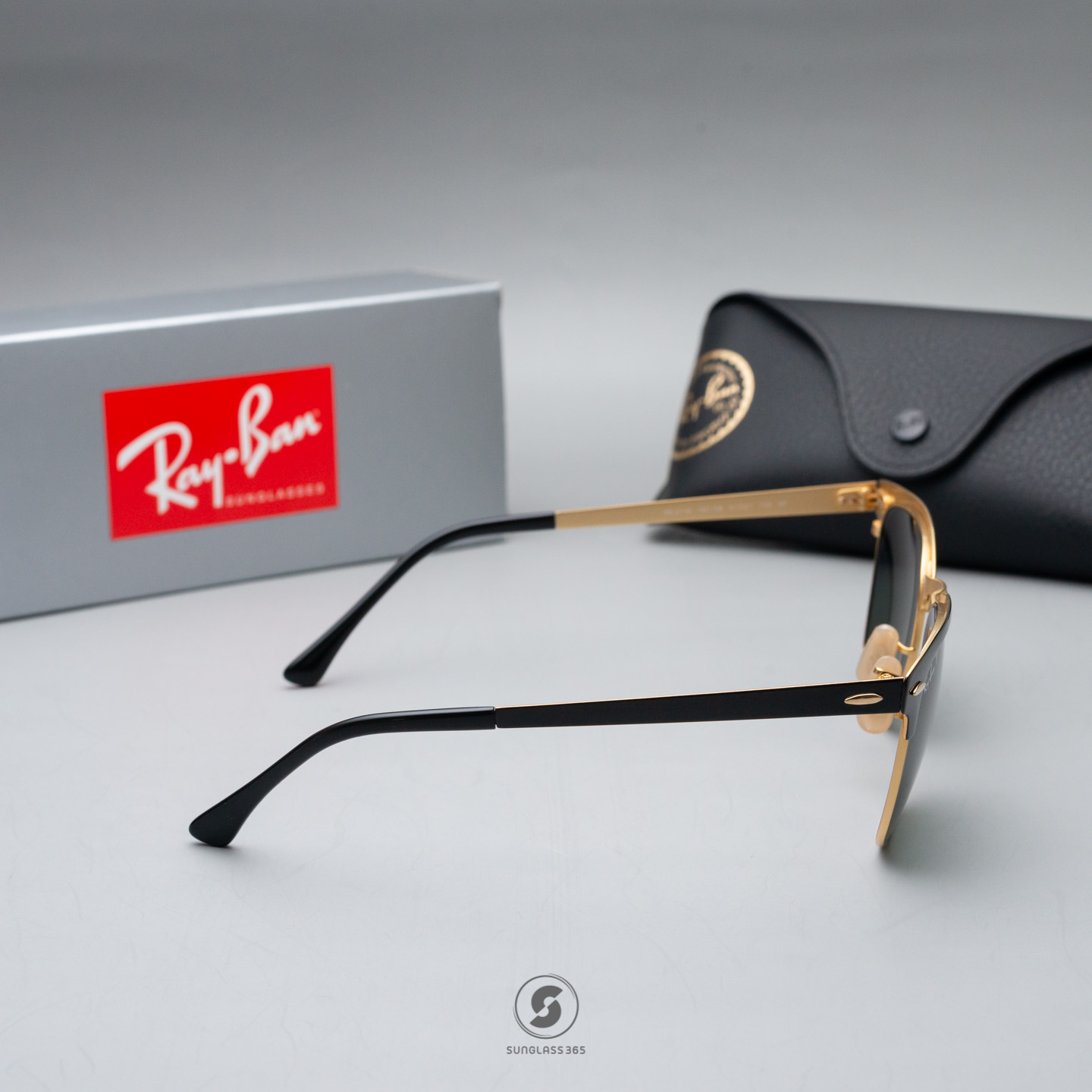 Ray-Ban RB3716 187/58 Clubmaster Metal Gold top black Polarized