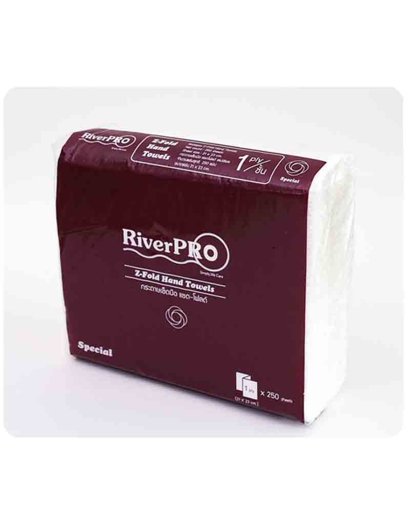 กระดาษเช็ดมือ RiverPro Z-Fold 1 ชั้น
