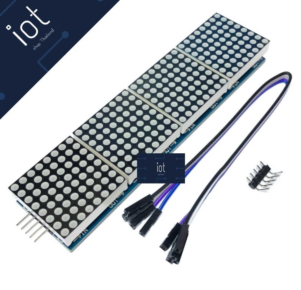 MAX7219 Dot Matrix Module Microcontroller 4 ชุด พร้อมสายไฟ