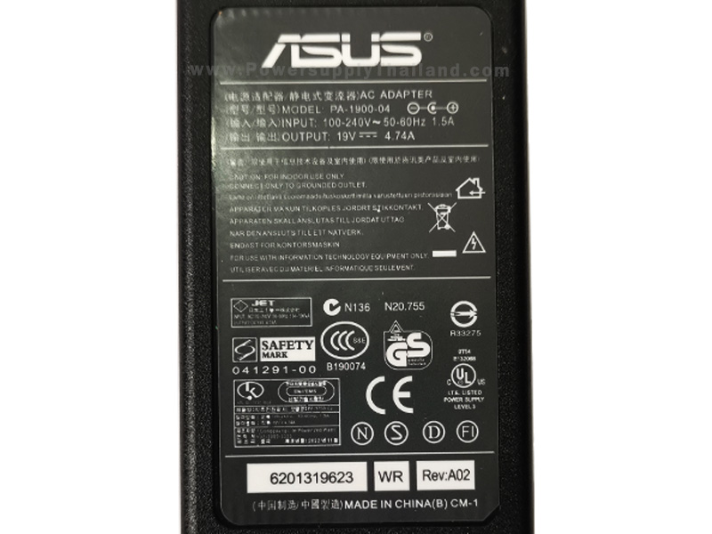 ใหม่ สายชาร์จ Asus PA-1900-04 19V 4.74A 90W 5.5*2.5mm ราคา พิเศษ AC Adapter Asus 90W หัว 5.5 อะแดปเตอร์ คุณภาพดี
