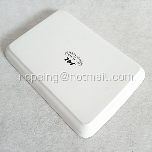 จานเปลสี่เหลี่ยมตื้น Noritake ขอบและลายนกกระเรียนสีน้ำเงิน สายการบินญี่ปุ่น (JAL)