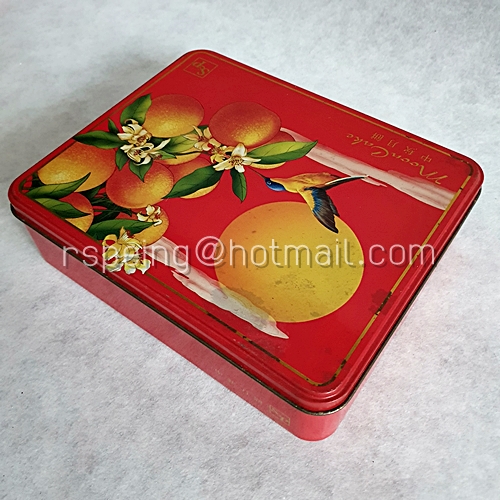 กล่องขนมไหว้พระจันทร์สีแดง ลายพระจันทร์และพวงผลส้ม S&P