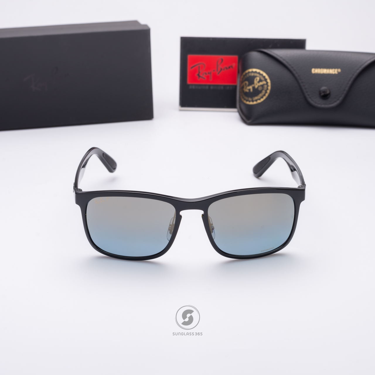 Ray-Ban RB4264 601/J0 Black Chomance Polarized Blue Mirror Gold Gradient