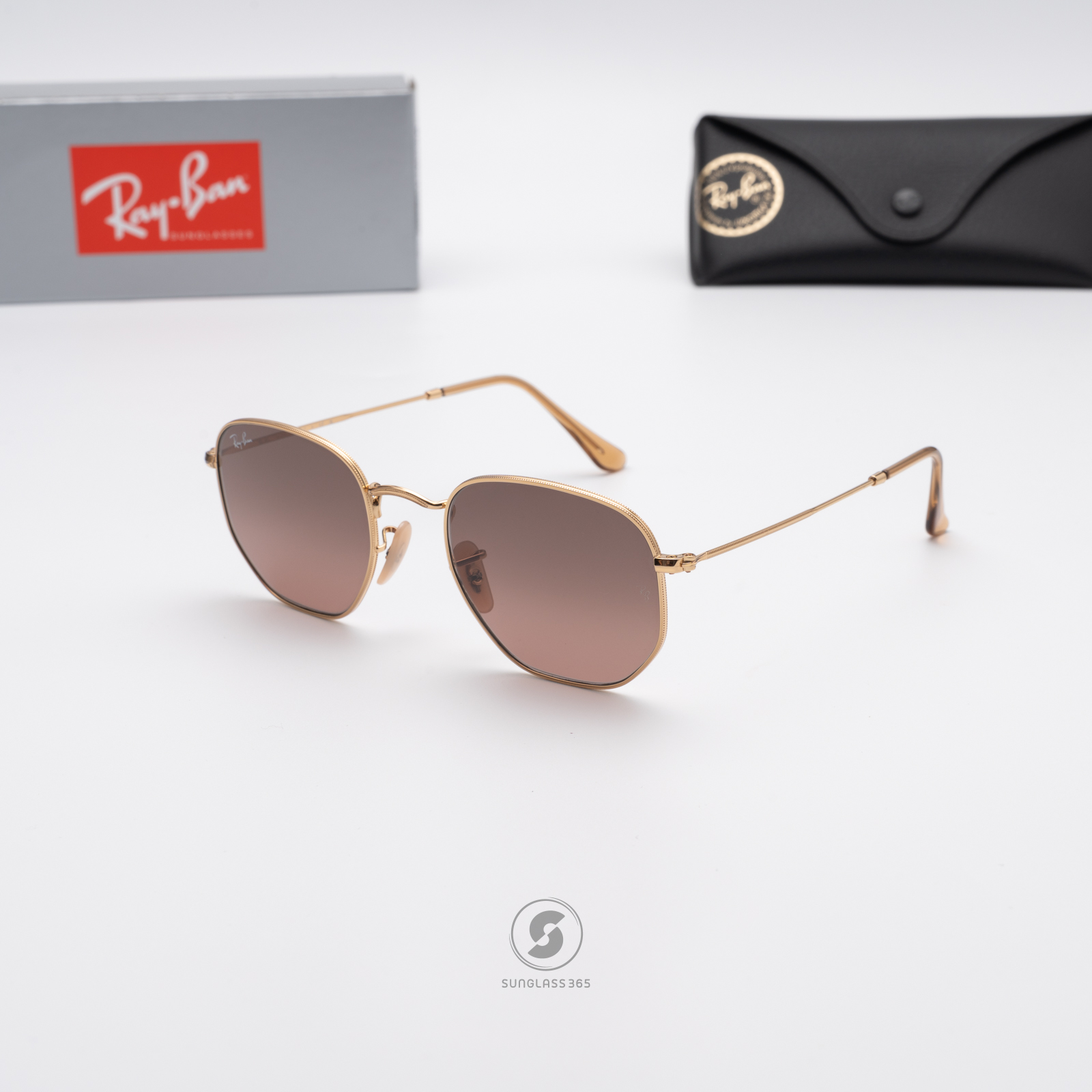 RayBan RB3548N 912443 Hexagonal Brown Gradient Grey