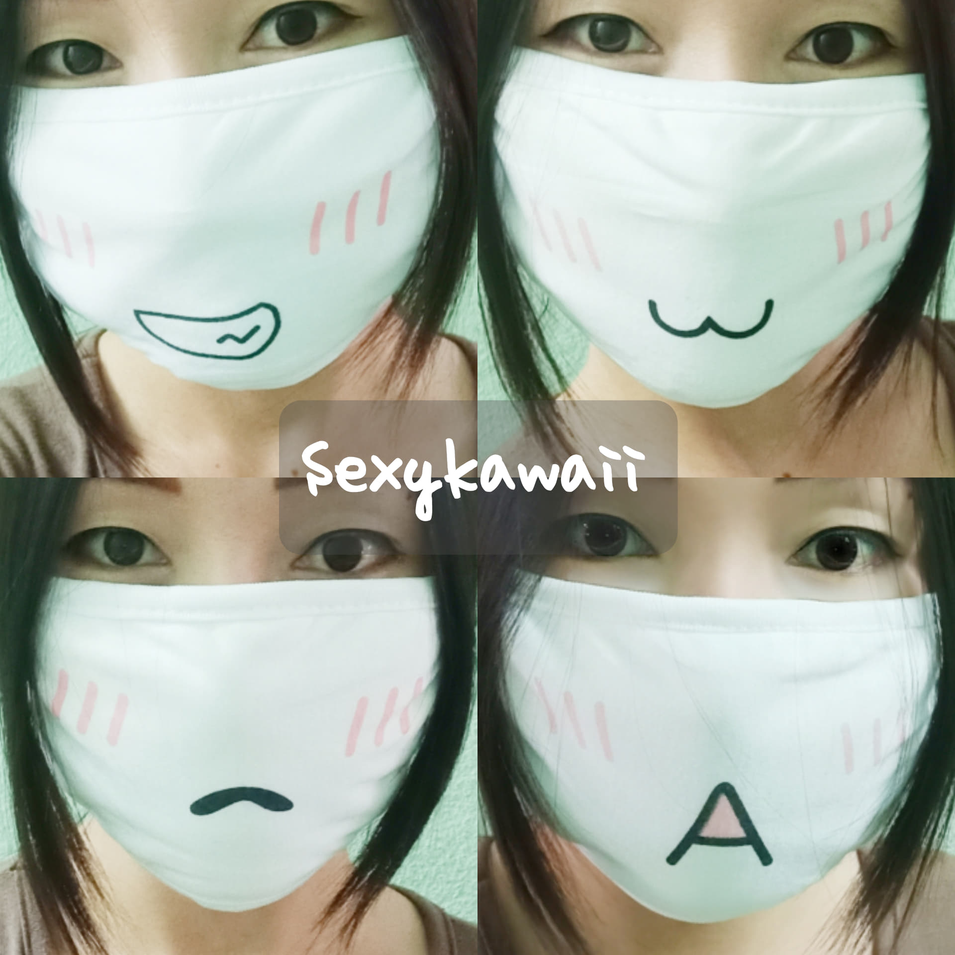 ผ้าปิดจมูกแฟชั่น ลายอีโมชั่นน่ารัก สีขาว Emotion White