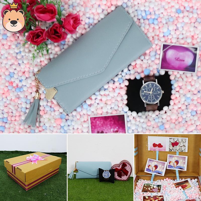 ของขวัญให้แฟน ของขวัญผู้หญิง เม็ดโฟมเต็มกล่อง นาฬิกา+กระเป๋าตัง *ได้ของตามแบบที่ลูกค้าเลือก