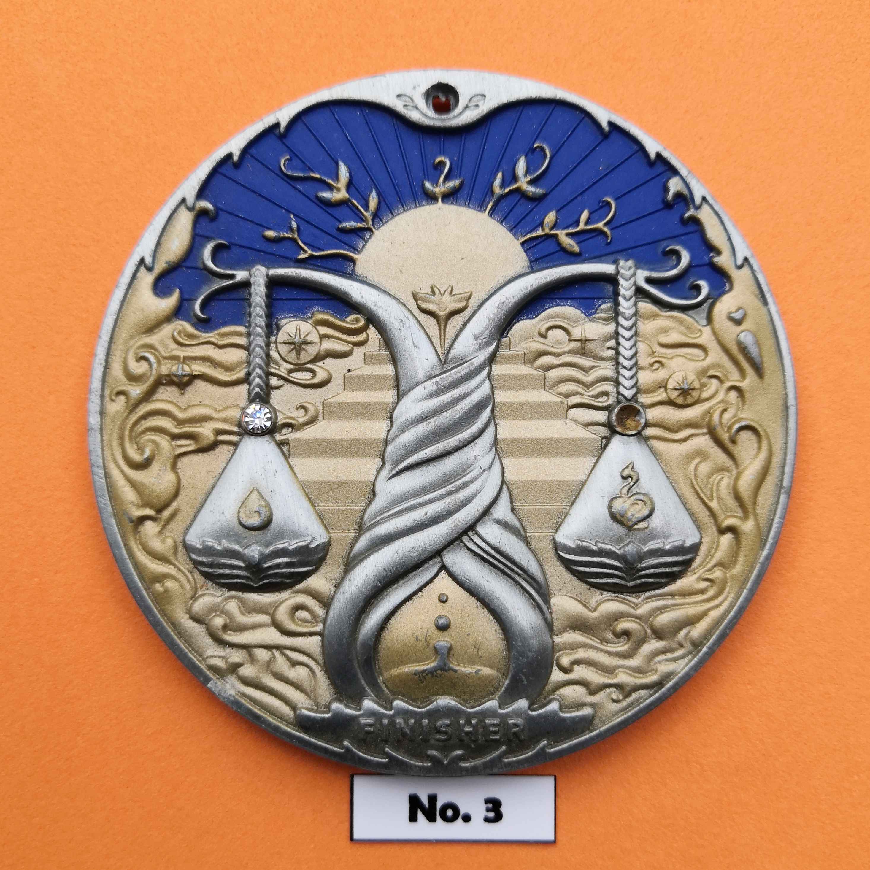 เหรียญวิ่ง Zodiac October Running Challenge 2019 สัญลักษณ์ของกลุ่มดาว Libra หรือราศีตุลย์ เนื้อโลหะลงสี ขนาด 6.4 เซน