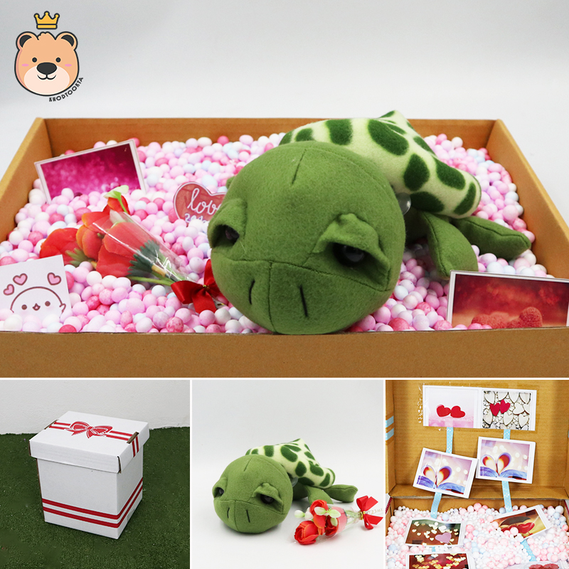 เซ็ตเซอร์ไพรส์ ตุ๊กตาเต่า size 8 นิ้ว ผ้าT-cot พร้อมเม็ดโฟมคละสี น่ารัก กล่องเปิดฝาเล็กกว่าครึ่งAขาว (ส่งด่วน)