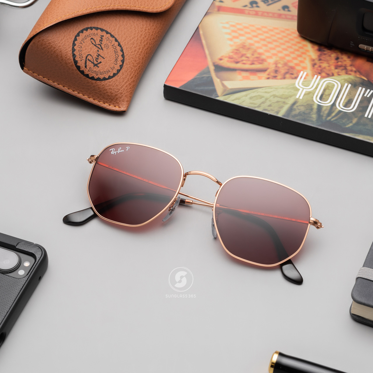 RayBan RB3548N 9202AF Rose Gold Polarized