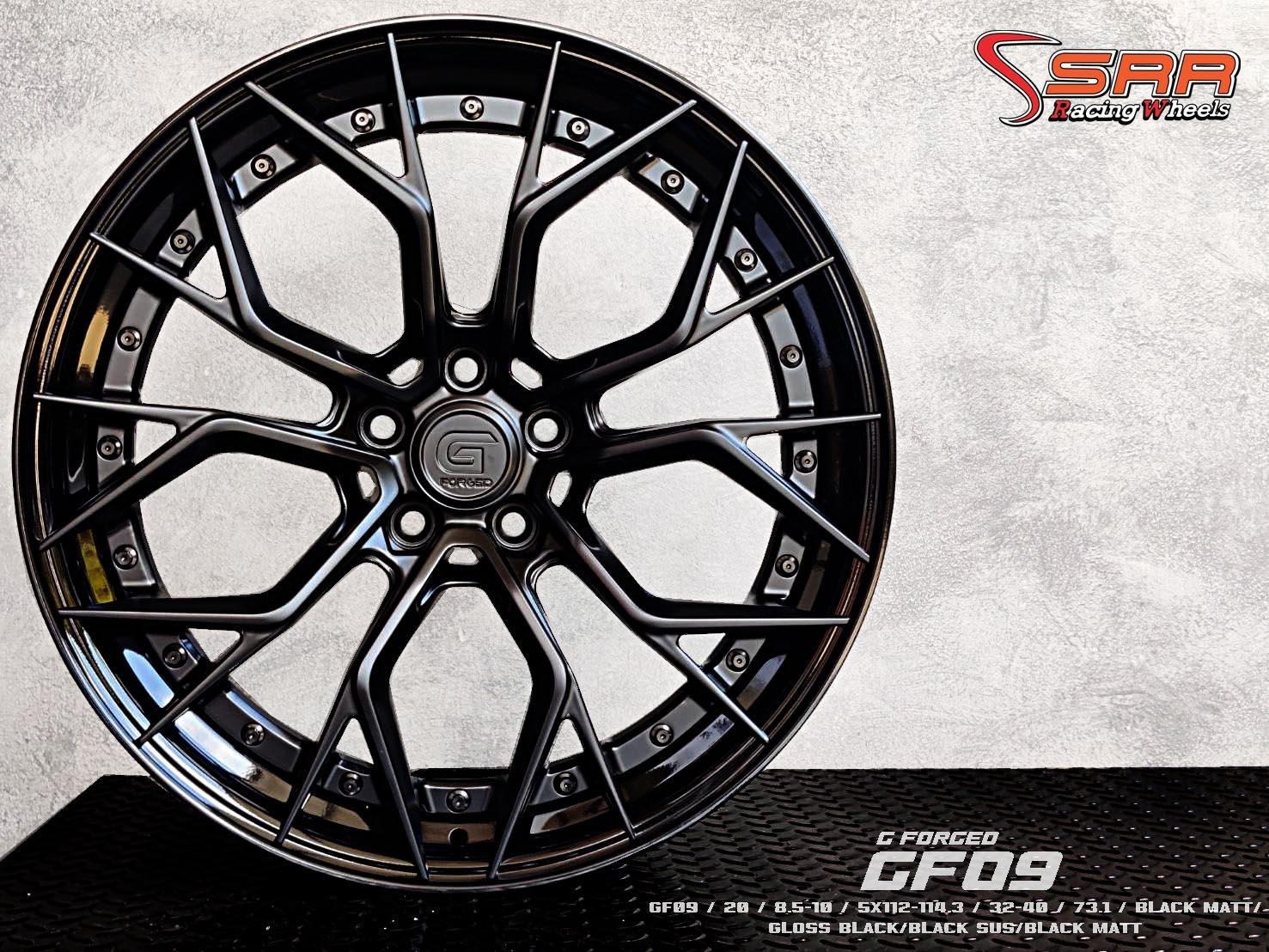 G-FORGED : GF09 20X8.5-10 5X112-114.3 32/40 ดำด้านขอบดำ
